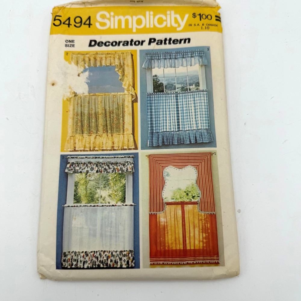 Vintage‎ UNCUT Simplicity 5494 Decorator Pattern Multicolor Curtain Set Sewing